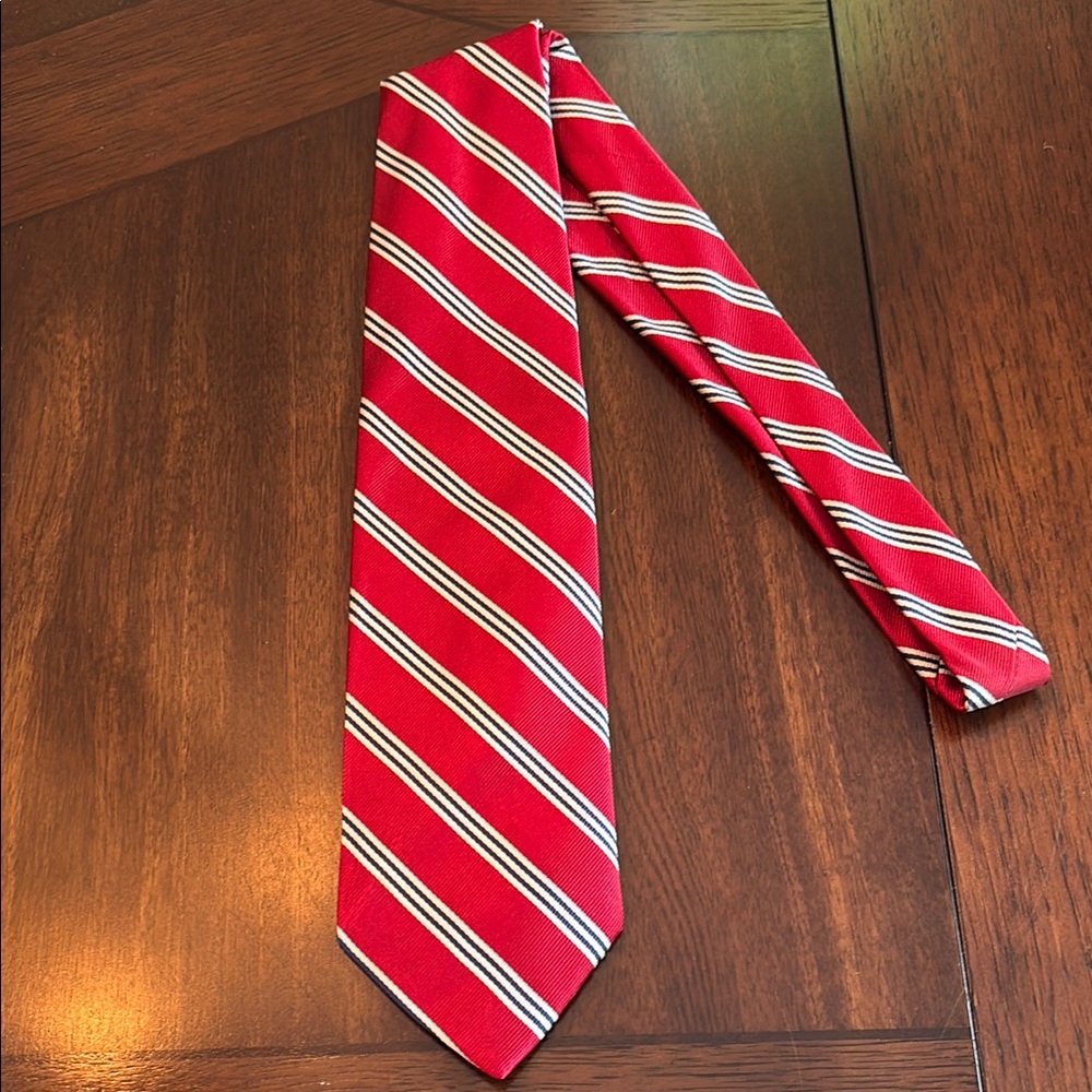 Brooks Brothers Red and White Striped Silk Tie